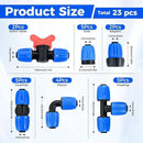 Drip Irrigation Fittings Kit for 1/2 Inch Tubing, 24 PCS 1/2" ID x 0.6-0.63" OD 16 mm Drip Anti-drop Barbed Locked Nut Connectors - 5 Tees, 5 Couplings, 2 Switch Valves, 5 End Cap, 5 Elbows, 2 Adapter by GreenHaven Gardens