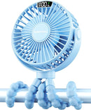 SWEETFULL Portable Stroller Fan with Display 4000mAh Battery Powered Mini Clip On Fan, 4-Speed Rechargeable Small Personal Cooling for Baby Car Seat Crib Travel - Blue by TinyTreasures Baby Boutique