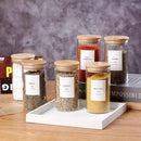 12 Pcs Glass Spice Jars With Bamboo Airtight Lids, 10oz Thicken(2.4mm) Spice Containers With 148 Minimalist Preprinted Waterproof Spice Labels, Kitchen Empty Small Storage Jars For Seasoning, Herb by CozyNest Decor