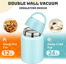 Soup Thermo for Hot Food Kids 16oz Insulated Food Jar Leakproof Thermo Lunch Container for Kids Wide-Mouth Stainless Steel Lunch Box for School with Handle Folding Spoon(3+) by TinyTreasures Baby Boutique