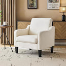 VINGLI Mid Century Modern Accent Chair, Beige Fabric Accent Chairs for Living Room Upholstered Armchair Sofa with Scooped Arms for Bedroom, Apartment, Studio, Office, Waiting Room by CozyNest Decor