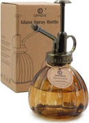 OFFIDIX Glass Watering Spray Bottle,Plant Mister Flower Water Spray Bottle Can Pot 6.3" Tall Vintage Pumpkin Style Spritzer Bronze Plastic Top Pump One Hand Glass Watering Can Indoor(Brown) by GreenHaven Gardens