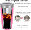 Personalized Tumbler for Women, Customized Coffee Travel Mug, Engraved Monogram Initial, Valentine’s Day Gift, Birthday Gift Idea, Keep Drinks Cold and Hot (Pink, 20oz) by TinyTreasures Baby Boutique