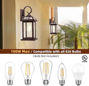 Bronze Outdoor Wall Lanterns Aluminum Anti-Rust Porch Lights 2-Pack, Exterior Light Fixtures IP65 Waterproof Clear Glass Brown Outdoor Sconces Lamps Wall Mount, Oil Rubbed Bronze by CozyNest Decor