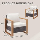 Wicker Outdoor Patio Chairs Set of 2, Rattan Patio Furniture Chairs with Sturdy Frame,All-Weather PE Wicker,Wide Armrest,Deep Seating and Thick Cushions for Deck Porch Garden(Brown/Beige) by CozyNest Decor
