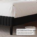 Twin Bed Frame, Velvet Upholstered Platform Bed with Vertical Channel Tufted Headboard and Footboard, No Box Spring Required, Easy Assembly, Black