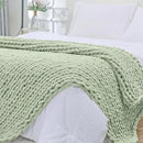 Bigacogo Chunky Knit Throw Blanket for Couch, 51x63 inches, 100% Hand Knitted with Thick Jumbo Chenille Yarn, Cozy Soft Large Rope Knot Cable Crochet Blankets for Sofa Bed Living Room, Sage Green by CozyNest Decor