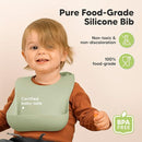 KeaBabies 2-Pack Silicone Baby Bibs for Eating - Sturdy Food-Grade Silicone Bibs for Babies Girl, Boy, Large Food Catcher, Clean & Put On Easily, Waterproof Toddler Feeding Essentials (Sage) by TinyTreasures Baby Boutique
