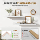 36"x6.8"x1.6" Slanted Floating Wall Shelves 2-Pack - Rustic White Finish, Heavy-Duty Solid Wood Design with Hidden Brackets - Perfect for Living Room, Kitchen, Bathroom, or Office by CozyNest Decor
