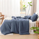 Litanika Comforters Bluish Grey King Size, 3 Pieces Lightweight Solid Bedding Set & Collections, All Season Fluffy Bed Set (104x90In Comforter & 2 Pillowcases) by CozyNest Decor