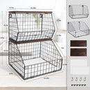 Fruit Basket, Stackable Wall Mounted Fruit Baskets, Potato Baskets Onion Storage for Kitchen, Hanging Wire Basket with Wood Lid, 2-Tier Vegetable Organizer Kitchen Countertop Organization by CozyNest Decor