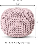 REDEARTH Round Pouf Ottoman - Hand Knitted Boho Poof Home Décor Pouffe Circular Footrest for Living Room - Bedroom - Lounge - 100% Cotton (19.5"x19.5"x14") - Pale Pink by CozyNest Decor