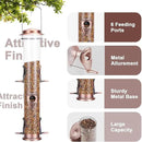 MIXXIDEA Metal Tube Bird Feeders for Outdoors - 6 Ports Hanging Feeder Attracts Wild Birds in Your Lawn, Garden, Balcony - Antique Copper - 1 Pack by CozyNest Decor