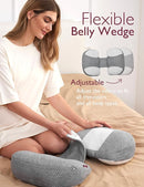 Momcozy Plus W Shaped Pregnancy Pillow for Sleeping, Adjustable Maternity Pillow for Side Sleepers, Portable Wedge Belly Support, Compact Design for Back Belly and HIPS, Grey and White by TinyTreasures Baby Boutique