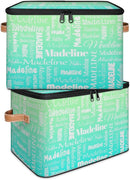 Custom Storage Basket with Name, Personalized Storage Bins with Zipper Lid, Foldable Fabric Storage Box Large capacity with Handle Green Blue by TinyTreasures Baby Boutique