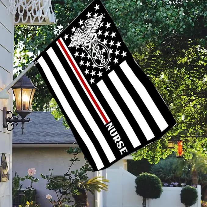 FLAGWIX American Flag, Nurse Flag Thin Red Line Nurse Flag - 4th of July, Independence Day Decorations for Home, Garden, House Flag 30x40 - USA Flags Premium Polyester, Decorative Indoor Outdoor Flag