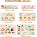 Personalized Name Puzzle for Kids, Personalized Baby Gifts Custom Name Puzzles for Toddlers 1-3 Animal Puzzle, Customized 1st Birthday for Girls & Boys Wooden Puzzle Montessor Toys for Kids by TinyTreasures Baby Boutique
