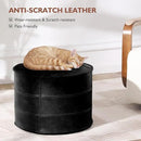 Round Leather Ottoman,Handmade Stuffed Ottoman,Genuine Leather Pouf, Foot Rest Pouf,Comfortable Soft Seating for Living Room & Bedroom (Black, Round) by CozyNest Decor