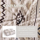 CASAAGUSTO Boho Throw Blanket - Beige and Gray Decorative Blankets with Tassel, Printed Flannel Bohemian Blanket for Chair, Bed, Sofa, Couch(50 * 60, Beige and Gray) by CozyNest Decor