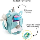 Toddler Backpack Leash - Baby Walking Harness & Anti-Lost Wrist Tether - Kids Backpack 5 Storage Pockets and 2 Adjustable Child Leashes for Kids 1, 2,3,4,5,6,7 Years Old - Ultra-Soft - Unicorn by TinyTreasures Baby Boutique