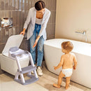 SKYROKU Potty Training Toilet, New Sector-Shape Stabilized Base two in one Toddler Toilet Seat with Splash Guard, Anti Slip Pad, and Step Stool Enamel Grey by TinyTreasures Baby Boutique