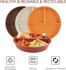 greenandlife 9 Inch 4PCS Portion Control Plates with Lids, Divided Plates for Kids Adults, Dishwasher Microwave Safe Compartment Plate Set, Unbreakable Lightweight Reusable Wheat Straw Plate, Sunset by CozyNest Decor