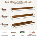 Picture Ledge Wall Shelves 36 inches Width Set of 3, Solid Pine Wood Rustic Floating Ledge Shelves for Wall for Kids' Room Bedroom Kitchen Bathroom Living Room Nursery Display Wall Decor, Walnut by TinyTreasures Baby Boutique