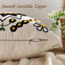 Embroidered Throw Pillow Cover 18x18 Classic Boho Floral Pattern Pillows Cover Outdoor Decorative Pillowcase,Durable Cozy Textured Cushion Case for Sofa Couch Bed Living Room,Black Orange by CozyNest Decor