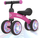 Baby Balance Bike Toys for 12-36 Months Kids Toy Boy and Girls Gifts Toddler Best First Birthday Gift Children Walker No Pedal Infant 4 Wheels Bicycle (Colorful, Rose Red-Light) by TinyTreasures Baby Boutique