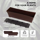 Elly Décor Set of 2 24x8 Rectangular Modern, Resistant and Self Watering Planter with Rattan-Like Finish, 24", Chocolate Brown by CozyNest Decor