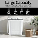 Portable Mini Twin Tub 18lbs Washing Machine With Drying Rack& 10 Hangers, 11lbs Washer & 7lbs Spinner, Small Laundry Washer with Time Control for Camping, Apartments, RV (18lbsBlack) by CozyNest Decor