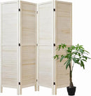 White Room Divider, Temporary Wall with Double Hinges, 5.6 Ft Tall Folding Louver Wood Screen for Home Office Bedroom Hotel Decoration (4 Panels, White-Washed) by CozyNest Decor