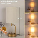 Dreamholder Touch Control USB Table Lamp, Upgraded 3-Way Dimmable Bedside Desk Lamp with USB C & A Charging Ports and AC Outlet, Nightstand Lamp for Bedroom, Dimmable Bulb Included, Gold by CozyNest Decor