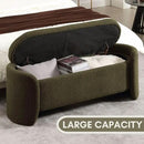 ROCTY Green Boucle Storage Bench - 50" Sherpa End of Bed Ottoman with Seating and Storage for Bedroom, Entryway, Living Room, Vanity or Makeup Room - Teddy Fabric by CozyNest Decor