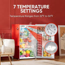 Upstreman 3.2 Cu.Ft Retro Mini Fridge with Bottle Opener, Energy Saving, Adjustable Thermostat, Metal Handle, LED Lamp, Mini Refrigerator for Bedroom, Office, Dorm-BR321 PRO (Red) by CozyNest Decor