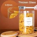 Set of 6 Glass Flour and Sugar jars with 132 Kitchen Pantry Labels - Thicken Large Glass Storage containers with Airtight Bamboo Lid - Glass Rice Canisters for Salt Coffee(100OZ/54OZ/27OZ) by CozyNest Decor