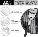 BBQ Grilling Accessories, 3Pcs Stainless Steel Grill Tools Accessories Set with Spatula, Fork and Tongs, Barbecue Utensils Grilling Tools for Outdoor Camping, Heat-Resistant Silicone Handle by GreenHaven Gardens