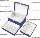 Earring Jewelry Box for Women Girls Stud Organizer, 5 Layers Navy Jewelry Organizer Box With Lock Earring Holder Organizer Ring and Necklace Jewelry Box with Earrings Holder for Women Girls by TinyTreasures Baby Boutique
