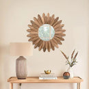 Honiway Mirror Wall Decor 21 inch Rustic Wood Boho Aesthetic Mirror for Room & Home Decor Farmhouse Wall Decor at Living Room Bedroom Carbonized Black by CozyNest Decor