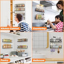 Spice Rack Wall Mounted 4 Pack,Space-Saving Spice Organizer for Spice Jars and Seasonings,Screw or Adhesive Hanging Spice Rack Organizer for Your Kitchen Cabinet,Pantry Door,11.41x2.75x2.75in by CozyNest Decor