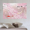 Houselerax Japanese Koi Fish Tapestry, Cherry Blossoms Asian Oriental Pink Flower Branch Koi Fish Carp Tapestries Wall Hanging for Bedroom Living Room Office Decor 60"x40" by CozyNest Decor