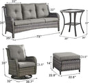 Outdoor Wicker Patio Furniture Set - 6 Piece Rattan Patio Conversation Set with 2 Rocking Swivel Chairs,2 Ottomans,1 Sofa and 1 Side Table for Porch Deck Backyard Garden(Mixed Grey/Grey) by GreenHaven Gardens