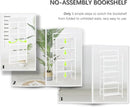 4NM No Assembly Foldable Bookshelf, 4-Shelf Collapsible Bookcase Storage for Small Spaces, 54" H, All White by CozyNest Decor