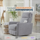 Nurture& The Glider Premium Power Recliner Nursery Glider Chair with Adjustable Head Support | Designed with a Thoughtful Combination of Function and Comfort | Built-in USB Charger (Gray) by TinyTreasures Baby Boutique