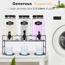 3-Pack 2.2L Glass Laundry Detergent Dispenser Set with Stand - Premium Liquid Soap Dispenser with PP Spigots, Measuring Cups, and Chalkboard Labels for Laundry Room Organization and Storage by CozyNest Decor