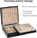 2-layer jewelry box，Jewelry Organizer with Handle，with hanging necklace hooks, detachable jewelry trays, suitable for storing a large amount of jewelry gift box (Large-Black) by TinyTreasures Baby Boutique