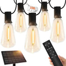 100 FT Solar String Lights Outdoor Waterproof with Remote & USB Port, Solar Power Patio Hanging Lights with Dimmer, Shatterproof LED Edison Bulb Outdoor String Lights for Outside Cafe Yard Fence by CozyNest Decor