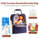 NCVI Breastmilk Cooler Bag with 2 Ice Pack, Breast Pump Bag with Cooler Fits 6 Bottles, Double Layer Breast Milk Baby Bottle Cooler Bag, for Travel, Nursing Mom Daycare, Work, Picnic (Purple) by TinyTreasures Baby Boutique