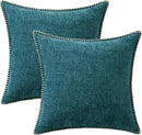MIULEE Pack of 2 Couch Throw Pillow Covers 16x16 Inch Dark Teal Farmhouse Decorative Pillow Covers with Stitched Edge Soft Chenille Solid Dyed Spring Pillow Covers for Sofa Bed Living Room by CozyNest Decor