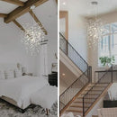 Silver Crystal Tree Branches Chandelier,21 Inchs 6 Lights Modern Round K9 Crystal Chandeliers for Dining Room, Bedroom, Living Room, Foyer,Kitchen Island,Bathroom by CozyNest Decor